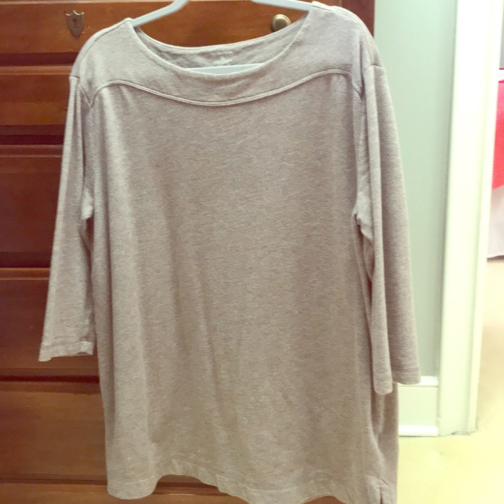 Lands end tunic tan and grey L